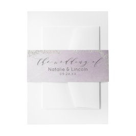 Ombre Light Lila Silver Foil Wedding Monogram Einladungsbanderole