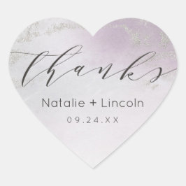 Ombre Light Lila Silver Foil Wedding Vielen Dank Herz-Aufkleber