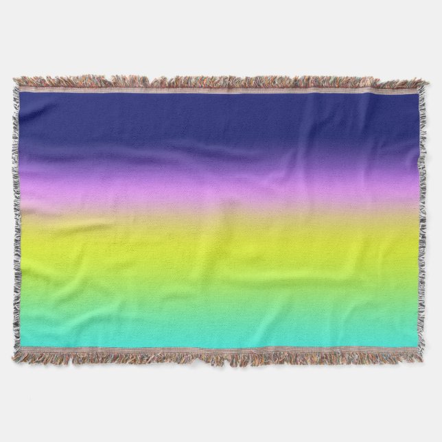 Ombre lila-gelbe Frühlingsfarbenrippe Decke (Vorderseite)