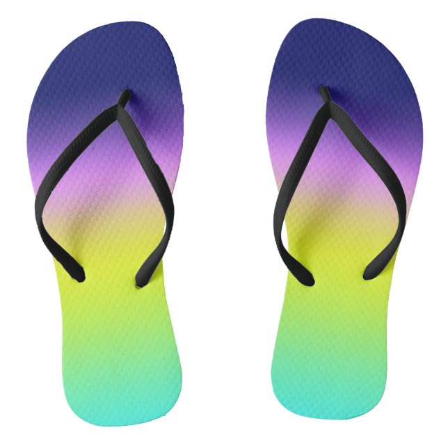 Ombre lila-gelbe Frühlingsfarbenrippe Flip Flops (Fußbett)