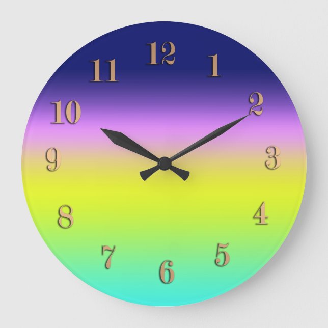 Ombre lila-gelbe Frühlingsfarbenrippe Große Wanduhr (Vorderseite)