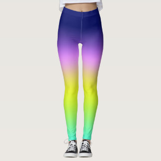 Ombre lila-gelbe Frühlingsfarbenrippe Leggings