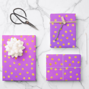 Ombre Lila Gold Confetti Dots Muster Geschenkpapier Set