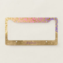 Ombre Lila Pink Gold Leopard Glam Personalisiert