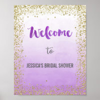 Ombre Lila und Gold Welcome Poster Print