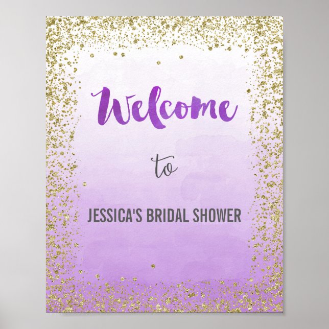 Ombre Lila und Gold Welcome Poster Print (Vorne)