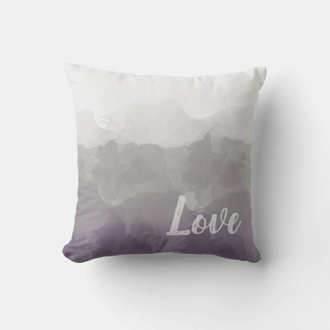 Ombre Lila und grau Liebe Graceful Gradient Kissen (Vorderseite)