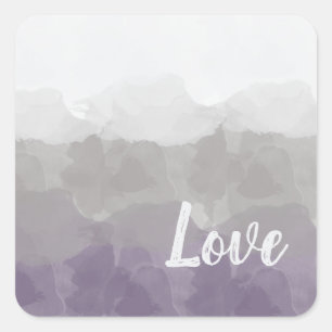 Ombre Lila und grau Liebe Graceful Gradient Quadratischer Aufkleber