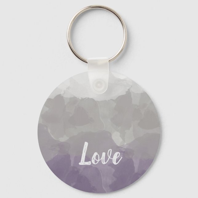 Ombre Lila und grau Liebe Graceful Gradient Schlüsselanhänger (Vorderseite)