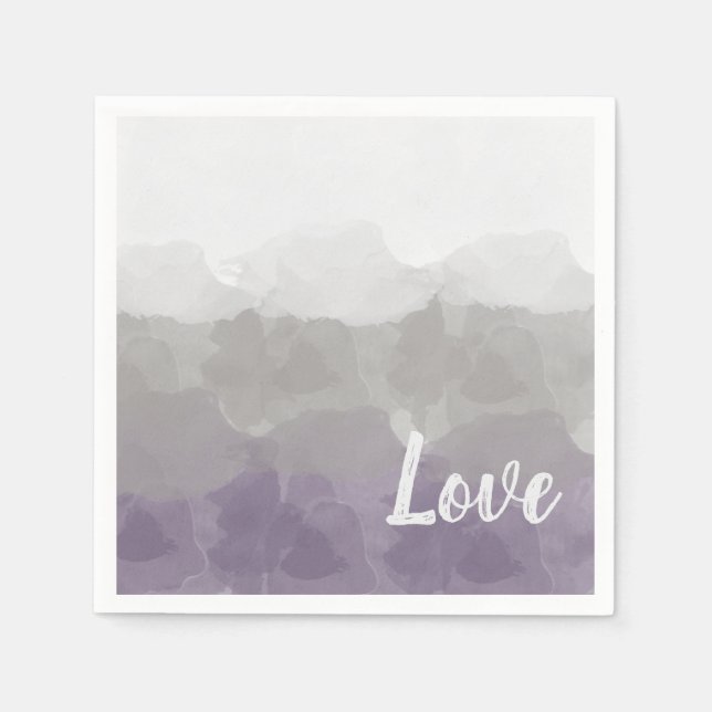Ombre Lila und grau Liebe Graceful Gradient Serviette (Vorderseite)