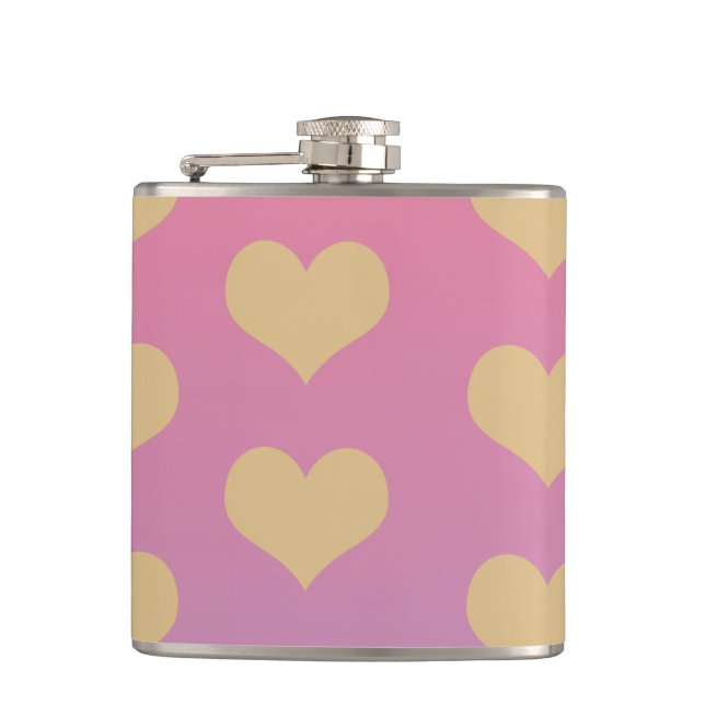 Ombré lilac rosa Gold Moderne Herz Herz Herz Herz  Flachmann (Vorderseite)