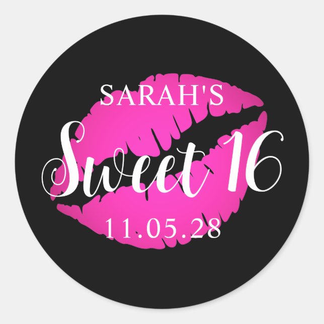 Ombre Lipstick Sweet 16 Runder Aufkleber (Vorderseite)