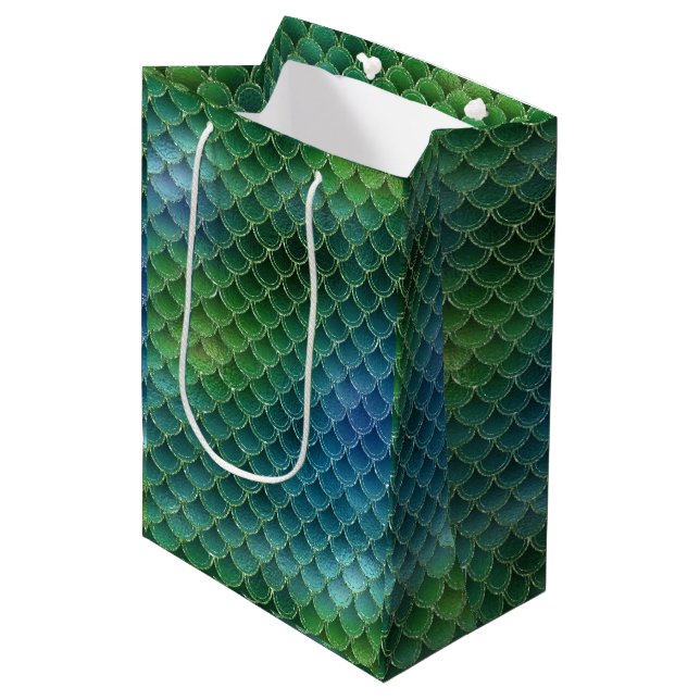 Ombre Mermaid Scale Mittlere Geschenktüte (Vorderseite Schrägansicht)