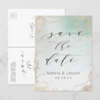 Ombre Mint Green Mattiert Gold Foil Save the Date