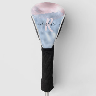 Ombre Monogram Shimmery Rose Gold und Baby Blue Golf Headcover