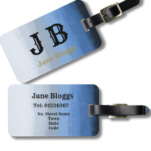 Ombre monogrammierte Tag-Blues Gepäckanhänger