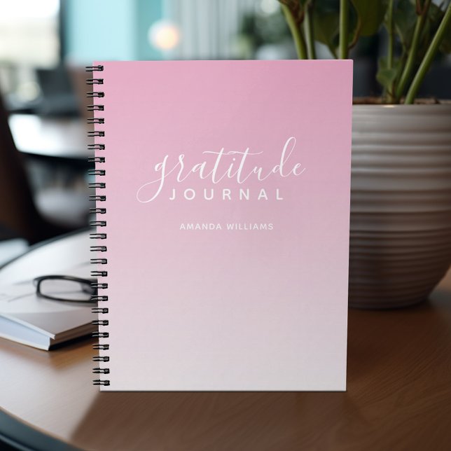 Ombre Motif Gratitude Journal - rose et blanc (Personalized notebook - gratitude journal)