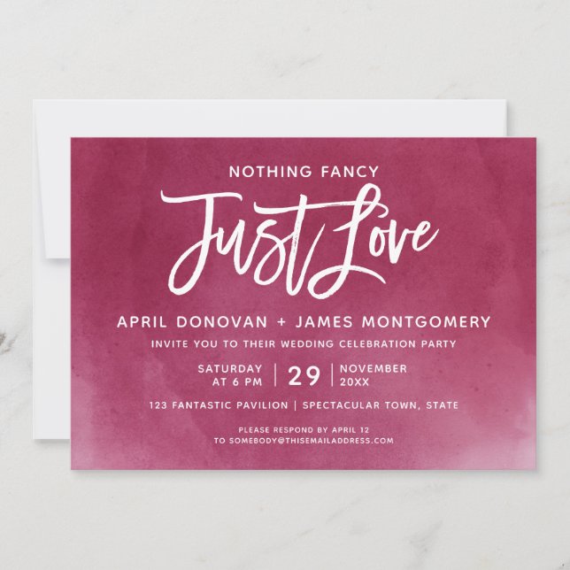 Ombre Nichts Extravagant nur Liebe Brush Typografi Einladung (Vorderseite)