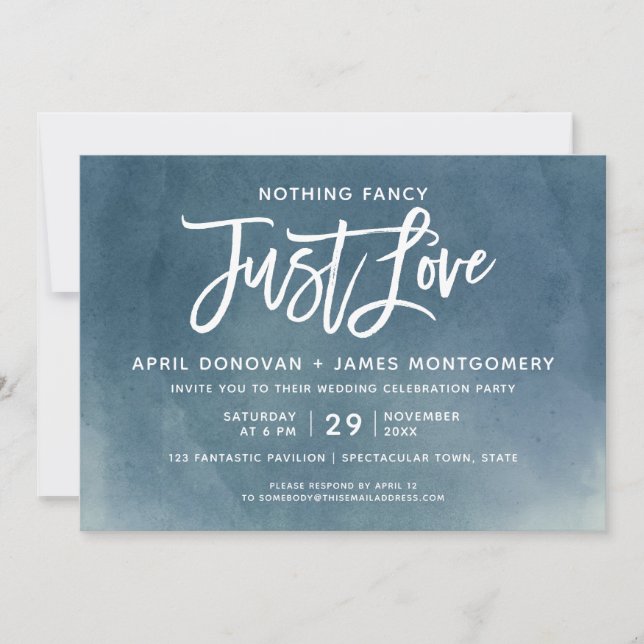 Ombre Nichts Extravagant nur Liebe Brush Typografi Einladung (Vorderseite)