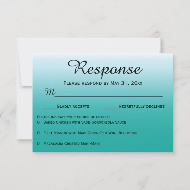 Ombre Ocean Wedding RSVP Response Cards Karte (Vorderseite)