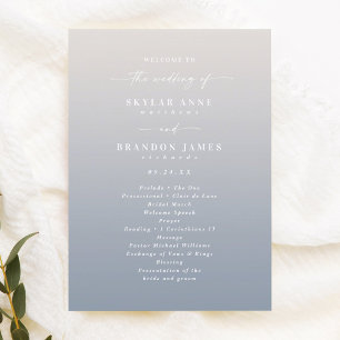 Ombre Off-White & Blue Wedding Zeremony Program Programm