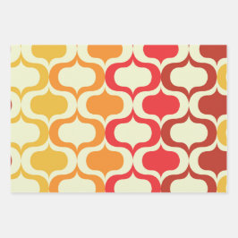 Ombre Ogee Muster in Orange, Mandarine und Rot Geschenkpapier Set