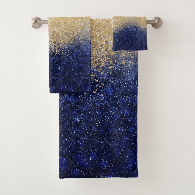 Ombre Parties scintillant or et bleu design de lux (En situation)