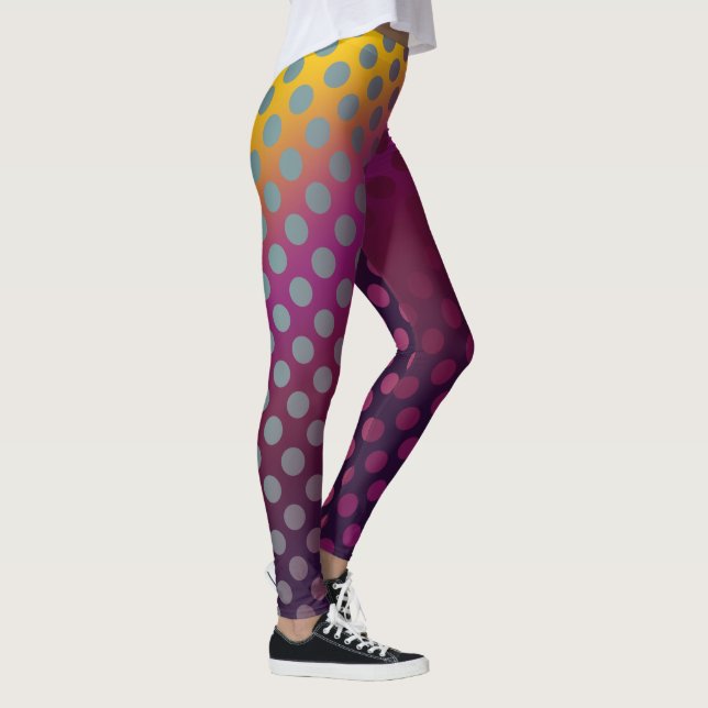 Ombre Passion Fruit Polka Dots Gold Himbeere Leggings (Rechts)