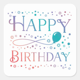 Ombre Pastel Confetti und Balloon Happy Birthday Quadratischer Aufkleber