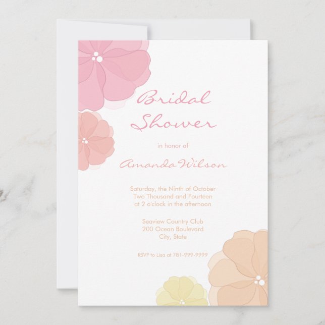 Ombre Pastel Floral Bridal Dusche Einladungen (Vorderseite)