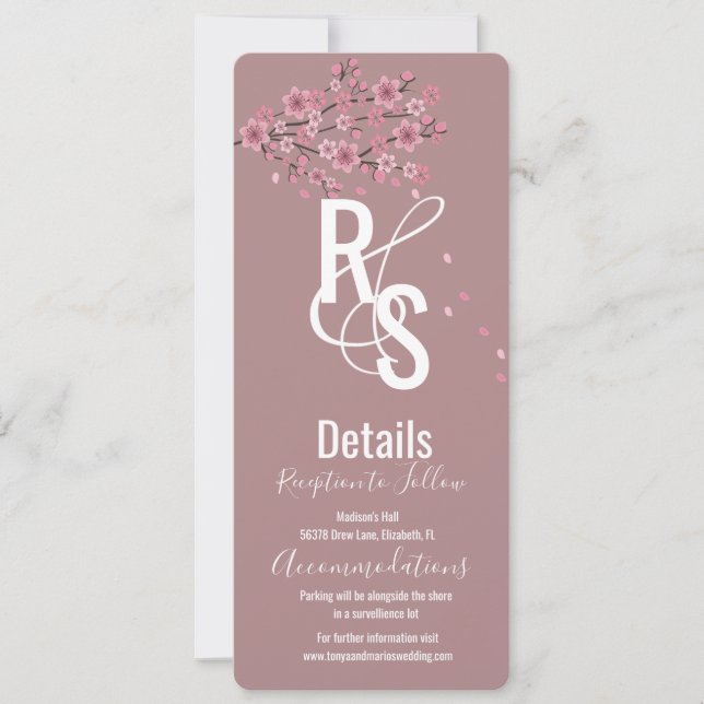 Ombre Petals Cherry Blossom Tree Botany Details Einladung (Vorderseite)