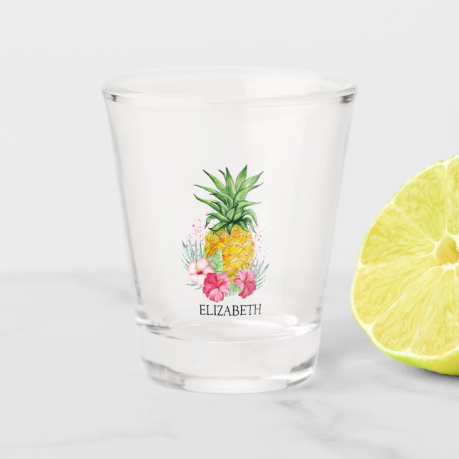 Ombre Pineaple Hibiskus Schnapsglas (Vorderseite)
