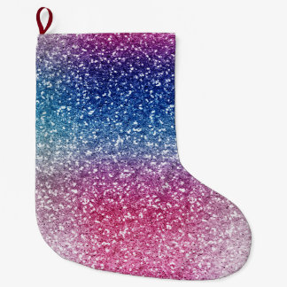 Ombre Pink Blau Glitter-Verpackungspapier Großer Weihnachtsstrumpf