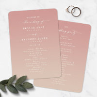 Ombre Pink & Champagne Hochzeitsprogramm