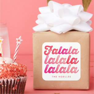 Ombre Pink Falalalala Bold Script Moderner Urlaub Quadratischer Aufkleber