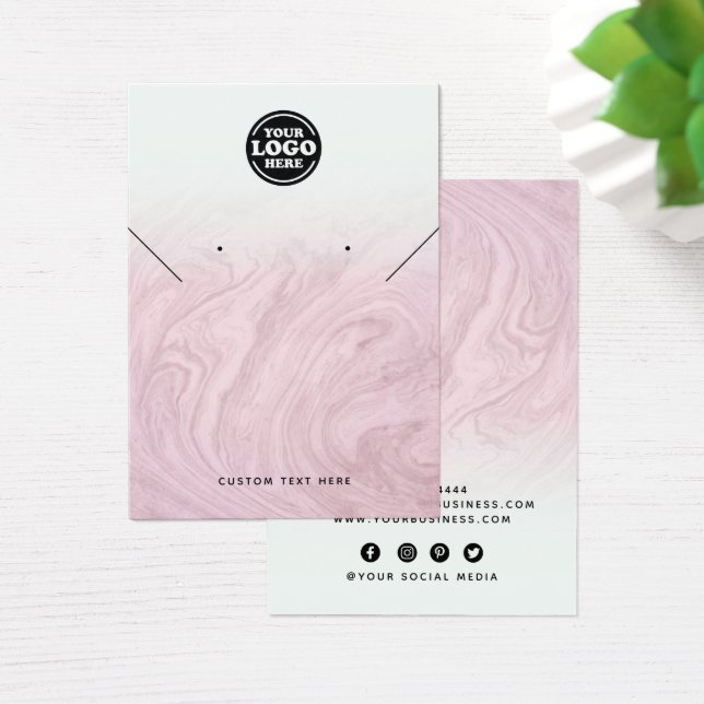 Ombre Pink Marble Jewele Earring Display Card (Schreibtisch)