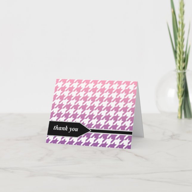 Ombre Pink Purple Houndstooth Merci Cartes (Devant)