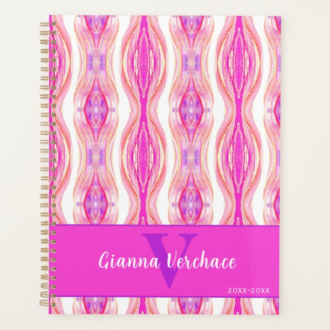 Ombre Pink Purples et Golden Geode Agate (Devant)