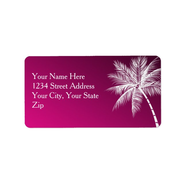 OMBRÉ PINK TROPICAL PALMS-Adressetikett Adressaufkleber (Vorne)