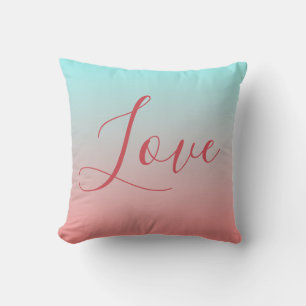 Ombre Pink und Blue Romantische Liebe Kissen