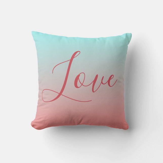 Ombre Pink und Blue Romantische Liebe Kissen (Vorderseite)