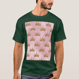 Ombre Pink und Gold Mermaid Glitzer Gold Crowns T-Shirt