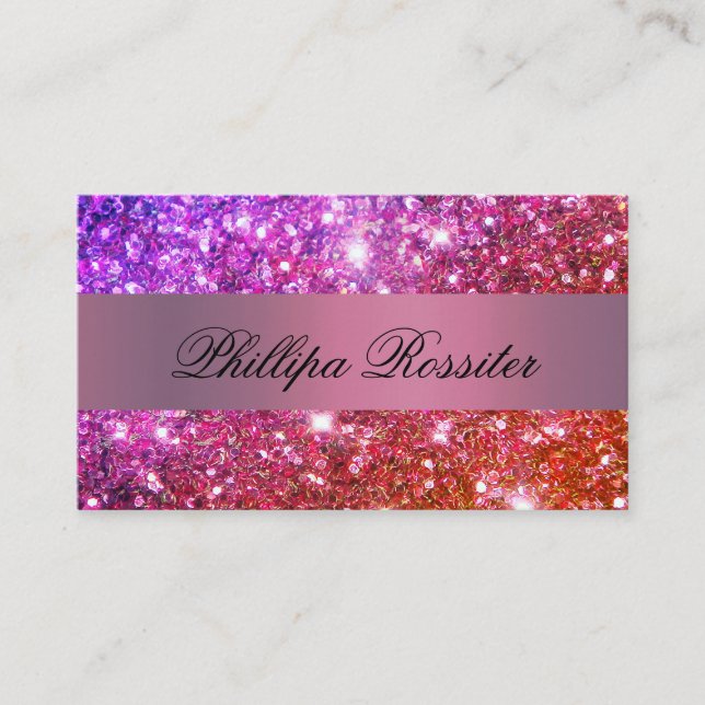 Ombre Pink und Red Glitzer Event Planner Visitenkarte (Vorderseite)