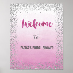 Ombre Pink und Silber Willkommenspopster drucken Poster