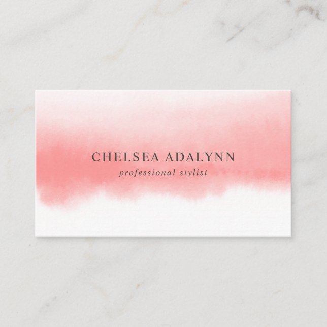 Ombre Pink Watercolor Minimalistisch Visitenkarte (Vorderseite)