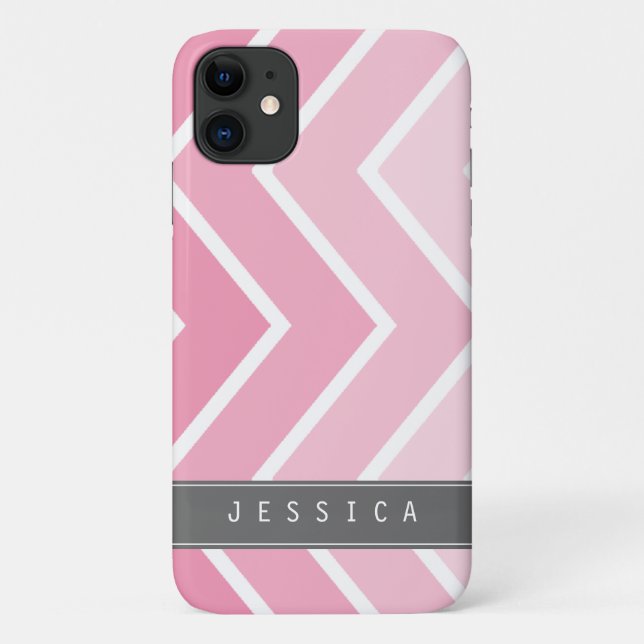 Ombre Pink Zig Zag Chevrons Muster Case-Mate iPhone Hülle (Rückseite)