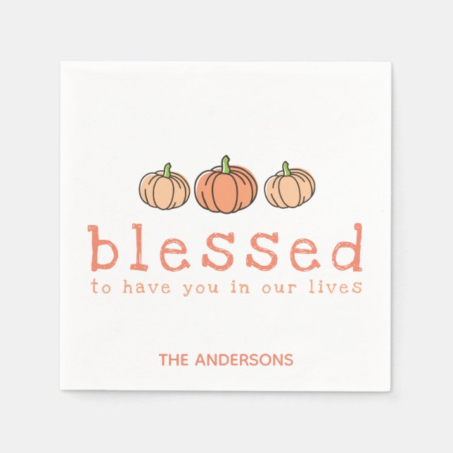 Ombre Pumpkin Personalisierter Erntedank gesegnet Serviette (Vorderseite)