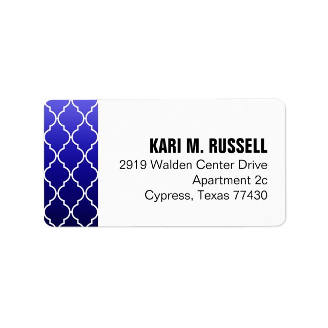 Ombre Quatrefoil Geometric Mailing | Marine indigo Adressaufkleber (Vorne)