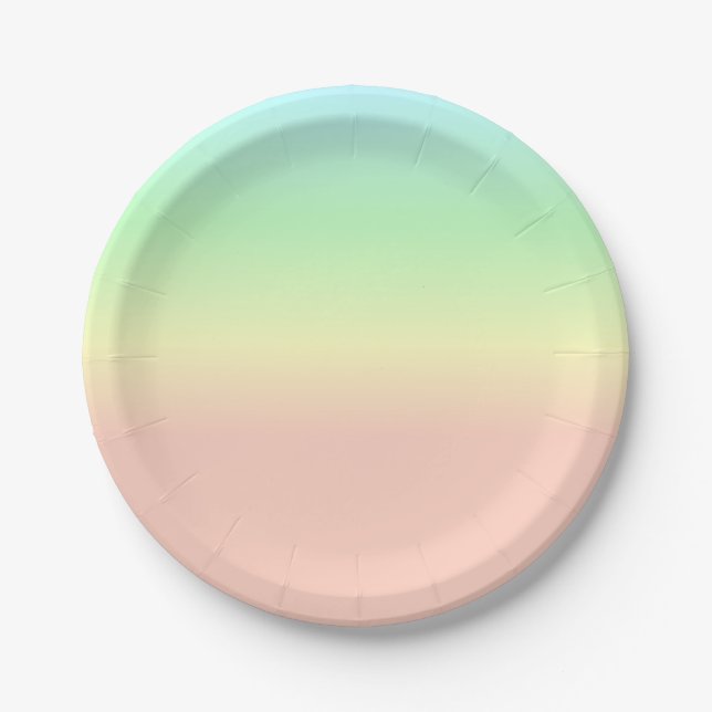 Ombre Rainbow Abstrakt Pastellrosa Muster Pappteller (Vorderseite)