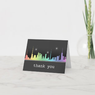 Ombre Rainbow City Skyline Urban Vielen Dank Dankeskarte